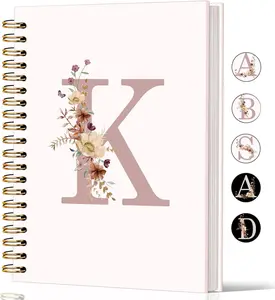 Pink Wildflower Initial Letter K Notebook Journal, Aesthetic Personalized Spiral Notebook, Customized Monogrammed Gifts, Birthday Gifts for Women, School Supplies Office Supplies 5.5x8.3