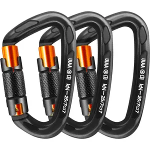 Climbing Carabiner Clips 25kN Auto Locking Carabiner, Professional Heavy Duty Large Locking Carabiner Clips for Rock/Ice Climbing Rappelling Rescue Swing etc, D Shaped, Large Size