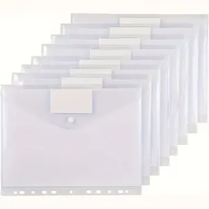 8pcs Plastic Envelopes Poly Envelope Folder, Letter Size A4 Size, Durable & Reusable Design, Ideal for School & Office Use