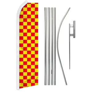 5-Part Checkered Steel-Aluminium Banner & Pole Kit, Large-Size Polyester Backdrop for Home, Festive Party Supplies, Checkered/Plaid, Five Parts