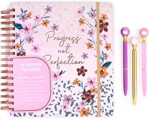 Votum 18 Month Hard Cover Planner/Calendar 10" x 10" January 2026 - June 2027 Daily Weekly & Monthly Organizer with Pens Stickers Sticky Notes & Sturdy Cover Progress Not Perfection