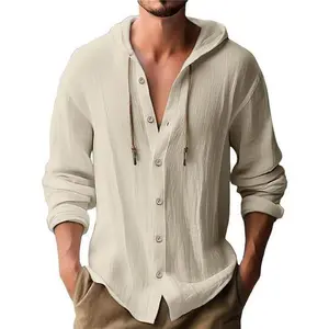 New hooded shirts in Europe and America are popular, casual and beach-style. Young men's long-sleeved shirts are men's.