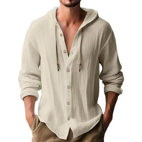 New hooded shirts in Europe and America are popular, casual and beach style. Young men's long sleeved shirts are men's.