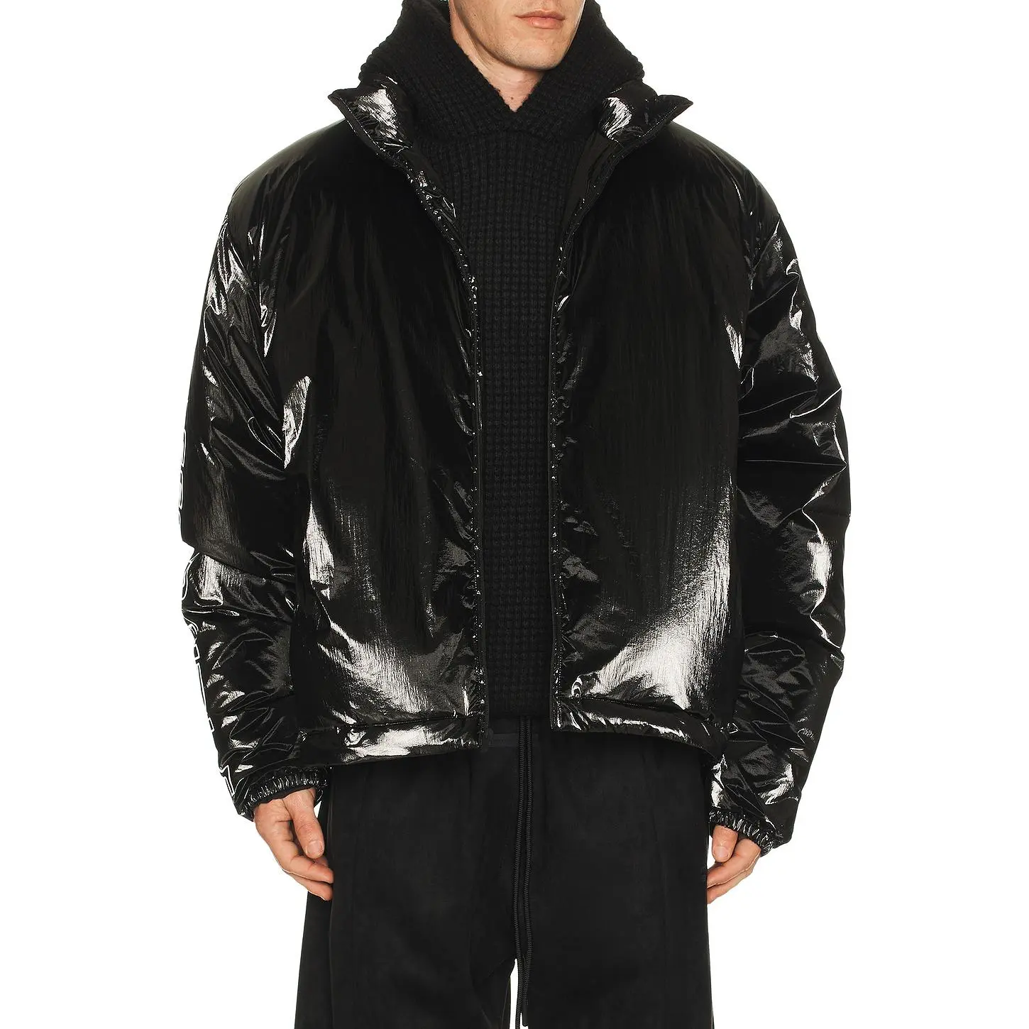 Fear of God ESSENTIALS Puffer Jacket in Metallic Black Fear of God ESSENTIALS Puffer Jacket in Metallic Black