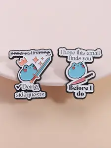 2-Piece Daily Humorous Brooch Set, Game Side-Branch Delay Gag Design, Cute Dark Twin Styles Accessory for Social Gaming Enthusiasts