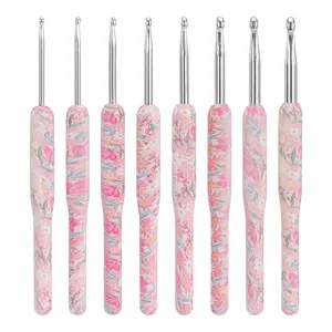 8-Piece Floral Crochet Hook Set, Single Point Hooks, DIY Knitting Tools, Ideal for Handmade Sweaters, Scarves, Creative Projects