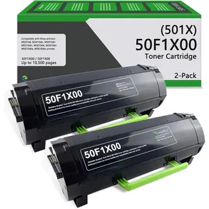 50F1X00 Extra High Yield Black Toner (2-Pack) Compatible Replacement for Lexmark 50F1X00 501X Toner  Work for MS410 MS510 MS610 MS415 MS610dn Printer