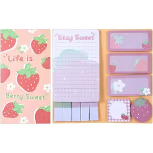 Life is Berry Sweet Sticky Notes,Strawberry Notepad Blackboard,Self-Stick Note Pads, Divider Tabs Bundle Writing Memo Pads, to School Supplies Office Gifts