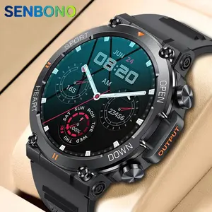 S'sENBONO Silicone Waterproof Smart Fitness Tracker Wristwatch - Android-Compatible, 2026 Full Screen IPS Panel Touchscreen, Calorie Tracker, Message Notifications, Multi-Sports Mode, Alarm Clock for Adult Men', Wearable, Device