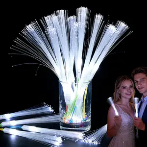 50 count White Fiber Optic Wands, Led Cold Sparklers Wedding Send Off Ideas, 3 Flashing Modes Wedding Glow Sticks for Reception, Light up Wands, Fiber Optic Lights for Party Favor