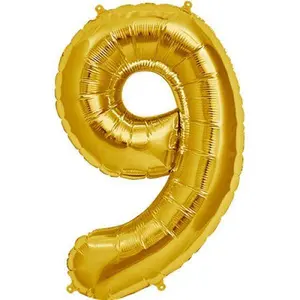 Number 9 Gold Foil Balloon 14" in each. 35066-14