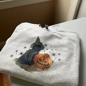 Spooky Cat Crewneck  Sweatshirt - Shirt- Hoodie, Halloween Gift, Fall Crewneck Sweater, Halloween Party Shirt, Full Color, For Men, For Women, Tee Print