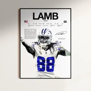 CeeDee Lamb Poster, Wall Print, Football Digital , Poster Print, Sports Decor, Dallas Cowboys Poster, Football Gift