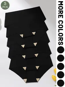 5-pack women's solid color non-marking one-piece comfortable, breathable, and smooth briefs Breathable Seamless