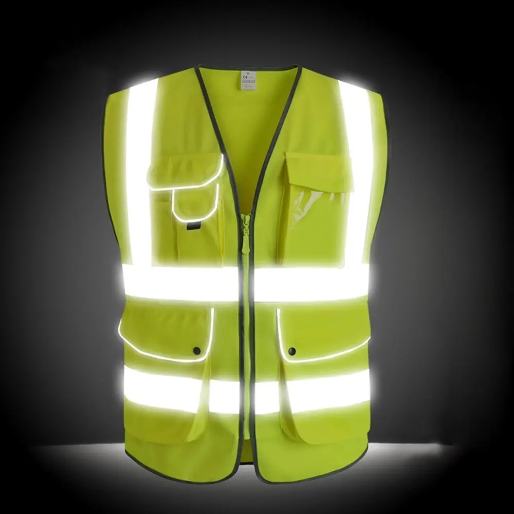 G & F Products ANSI Class 2 Reflective Adjustable Vest - Sleeveless High Visibility Polyester Clothes, Reflective Strips, Multi-Pockets, 1 Size for Traffic Control Outdoor Workers