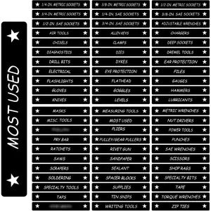 Toolbox Organization  Labels - 66 count Steel Tool Chest Drawer Labels (4.5x0.75) |, Quick & Easy Organizer | Fits All Brands, Cabinets & Tool Boxes(Black)