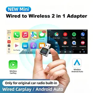 2026 Mini Metal Dual Mode Wireless Carplay Adapter, Compatible with iOS and Android, Wired to Wireless Converter, Carplay and Android Auto Plugin
