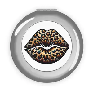 Jaguar Print Kiss White Compact Mirror | Travel Makeup Mirror