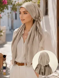 Women's Plain Satin Headscarf Hat, Lightweight Breathable Hair Scarf for Spring Summer, Casual Elegant Headwear for Shopping Travel
