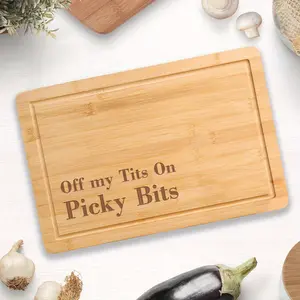 Chopping Board Engraved Cutting Board Off my Tits On Picky Bits Charcuterie Novelty Viral Cheese Board for Cooking, Birthday Thanksgiving Xmas Gift Giving Kitchen Christmas Supplies, Holiday New year 2026 Gift Wooden Cutting Boards