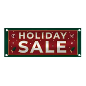 Christmas Holiday Sale Banner, Seasonal Promo, Winter Sales Event, Business Advertisement - 48"x18" Vinyl Banners - 4 Corner Grommets - BAN0031