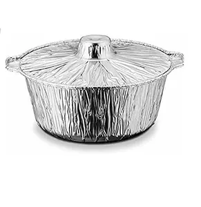 Quarters 5-Piece Round Aluminum Tinfoil Disposable Cookware Pot, Portable Kitchenware for Outdoor Camping, Hotpot Takeaway