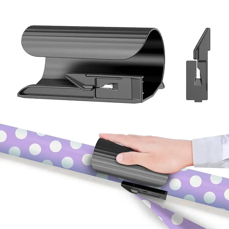 2PC Wrapping Paper Cutter Christmas Paper Roll Cutters Paper Cutter Slider Tool Set Christmas Gift Packing Wrapping Cutting Supplies for Crafting Birthday Gifts Wrap Rolls (2PC Black+Cyan)