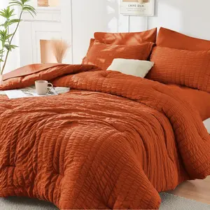 Burnt Orange Twin Comforter Seersucker 5, a Bag for Bedroom, with Comforters,, Pillowcase  Sham