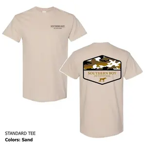 Southern Boy Outfitters Camo Badge T-Shirt, Retro Hunting Dog Graphic Tee, Classic Outdoor Everyday Shirt for Men and Women - KitchenEra