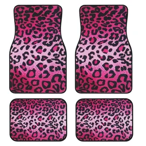 4-Piece Leopard Print Car Floor Mats Set, Universal Fit for All Vehicles, Stylish Interior Accessories, Easy Clean, Comfortable & Protective
