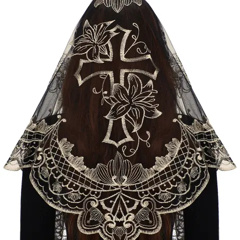 BOZIDOL White Triangle Veil -Lace Mantilla Catholic Church Chapel Veil Head Covering Latin Mass For Women
