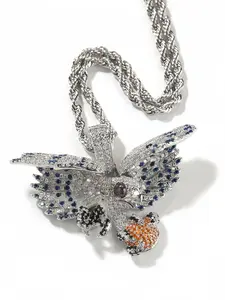 Fly Eagle Pendant Luxury Sparkling Hip Hop Style, Embedded a Grade Zircon, Perfect Match for Rappers, Hip Hop Lovers, Cubic Zirconia Pendant