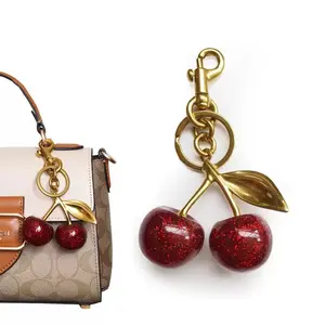 Cute Cherry Design Sparkly Bag Charm, Fashionable BagKeychain for Women & Girls, Trendy All-match & ExquisiteBag Charm for Birthday Gift, Purse Accessories