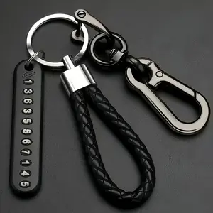 1pc/2pcs Aluminum Alloy Car Keychain with Anti-Lost Phone Number Tag Anti-Loss Car Keychain with Phone Number Tag - Durable Alloy, Non-Braided Design for Easy Key Retrieval Never Lose Your Keys Again