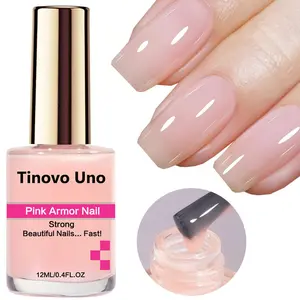 Tinovo Uno Pink Nail Armor - Strong to Improve Easy Breakage Nail, Gloss Boost, Alcohol-Free Formula with Keratin for Natural Pink Nails, Hand & Foot Nail Care, Nail Tinting Cream, Natural Quick Dry, Nail Strengthener, Nail Strengthening Serum