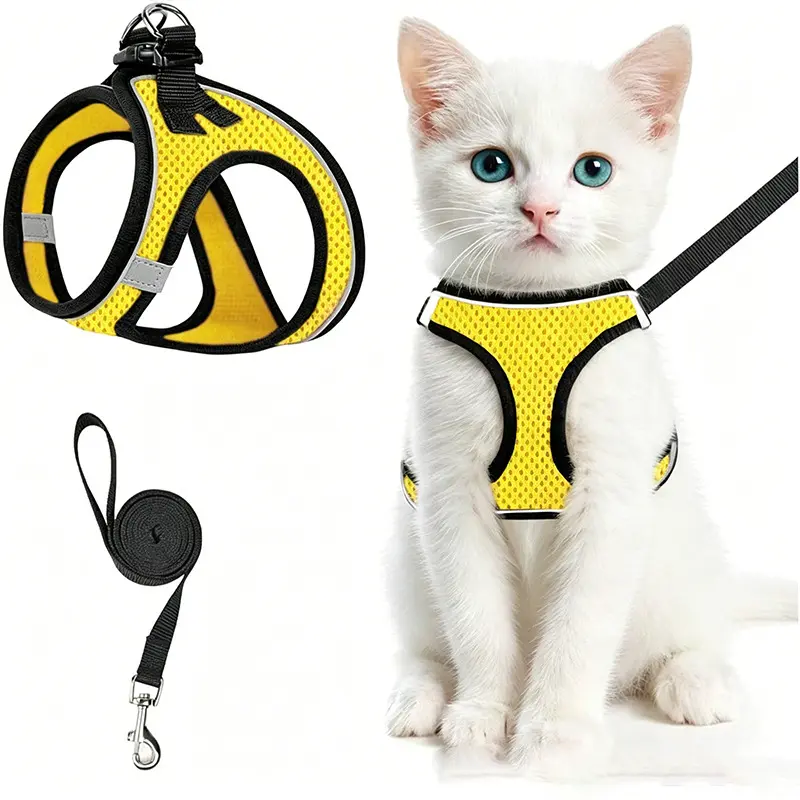 Cat Walking Harness, Kitten Harness and Leash Set, Harness Leash Combo, Escape-Proof Soft Adjustable Cat Vest with Control Handle, Breathable Reflective Jacket in XS Size, Safety Harnesses