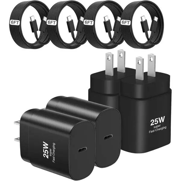 25W USB C Fast Charger, USB C Wall Charger Block for Samsung Galaxy S24 S23 S22 S21 S20 Note 20 10, Super Fast Charging Power Adapter, Type C Phone Charger with Fast Charging Cable Compatible with Android Devices