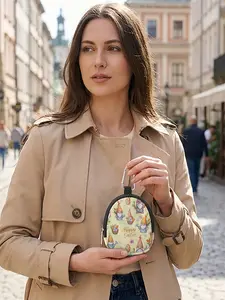 1 piece of Easter elf pattern 2D printed Easter mini wallet, a mini, portable, and attachable pouch, perfect for daily commuting/outdoor activities/shopping strolls, versatile for any occasion; combining festive atmosphere with practicality, Easter