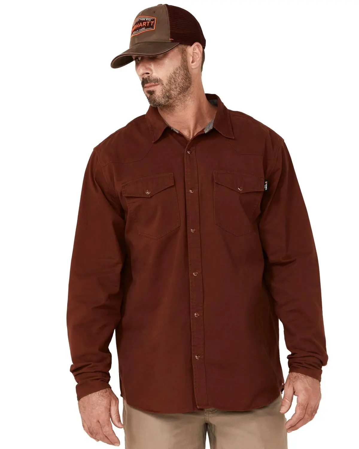 Hawx Men's Solid Twill Pearl Snap Long Sleeve Work Shirt - Hf18w4-Gry