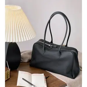 Minimalist Style Genuine Leather Large Bag New Boston Bag Large Capacity Top Layer Cowhide Underarm Tote Bag Shoulder Bag