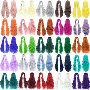 Soowee Curly Long Synthetic Hair Green Wig Hairpiece Pink Black Party Hair Cospl