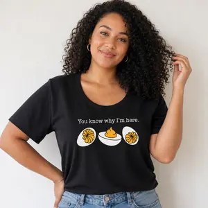 Deviled Egg Shirt Funny Food Meme Tee Women You Know Why I'm Here Sarcastic Humor Top Relaxed Fit Gag Gift