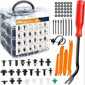 1045pcs snap fasteners in a box. A kit of 32 types of car bumper fasteners, suitable for Toyota and universal models., Car Maintenance, Bumper Replacement Parts, Snapon Fittings, Compact Storage, Durable Clips, Clip Assortment