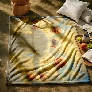1 piece The Holy Gathering of the Popes themed flannel blanket - Modern-style all-season flannel blanket, suitable for sofas and beds, super soft and comfortable, digital print design, 100% polyester material, machine washable, suitable for
