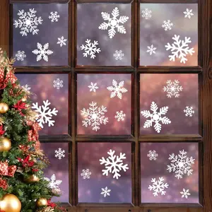 135-Piece Christmas Window Clings – Snowflake Static Decals for Holiday Glass Decor, Xmas & Thanksgiving Party Window Ornaments (No Residue, Reusable) Decorative Smooth Stickers Set