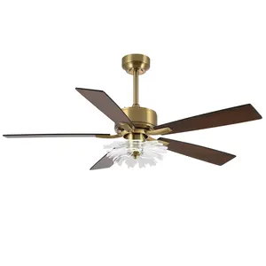 PARROT UNCLE 52" Matte Black Downrod Mount LED Ceiling Fan with Modern Style and Energy-Efficient Lighting for Living Rooms and Bedrooms