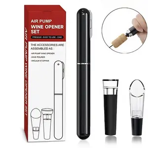 Air Pump Wine Opener Set with Vacuum Stopper & Drip-Free Pourer – All-in-One Kit for Home, Restaurant & Gifting – Christmas Perfect for Wine Enthusiasts & Hosts-black friday sales 2025(Black-3pcs)