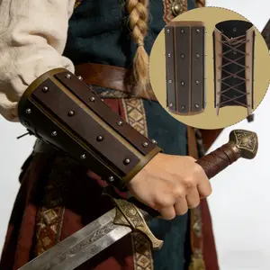 Unisex Medieval Leather Wrist Guard, Viking Archery Bracelet, Larp Role Play Renaissance Festival Accessory, Party Costume Props