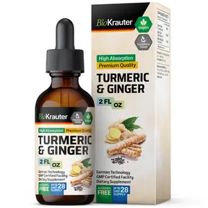BioKrauter Turmeric & Ginger Tincture Organic Non-GMO Antioxidant-Rich Supplement for Immunity Boost - Vegan, Alcohol-Free, German Technology