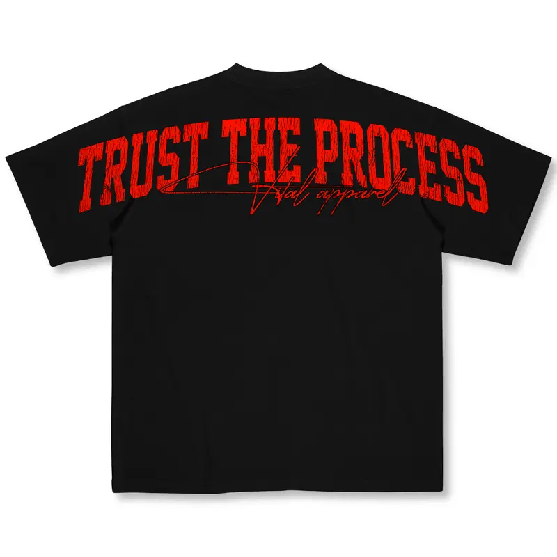 Oversized Pump Cover T-Shirt - VITAL APPAREL Trust the Process Distressed Red